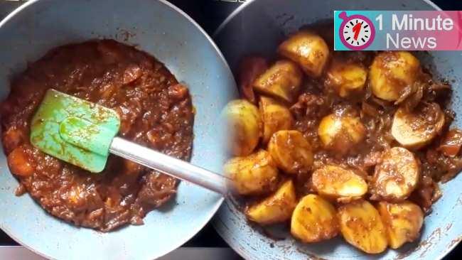 niramish aloo tarkari cooking recipe 4