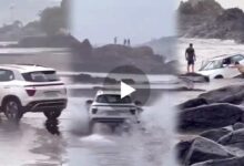 delhi men drive and drown car in goa beach viral video