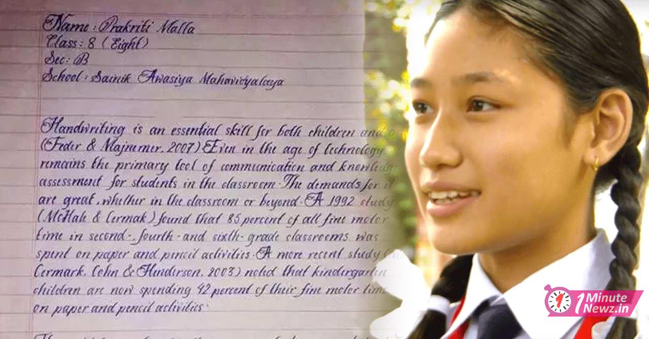 nepal's daughter prakriti malla getting viral for her handwritting