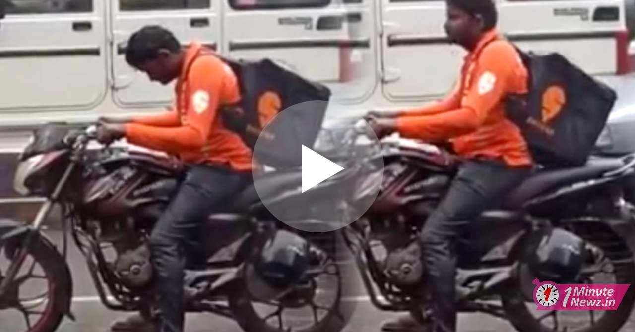 the delivery boy out for delivery in rain viral video