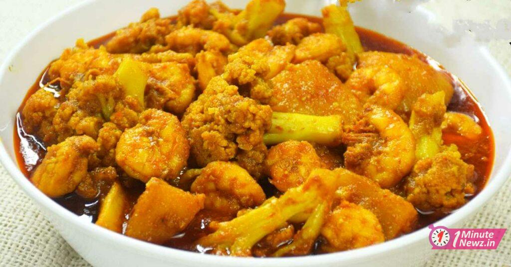 chingri diye tasty fulkopir curry recipe