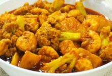 chingri diye tasty fulkopir curry recipe