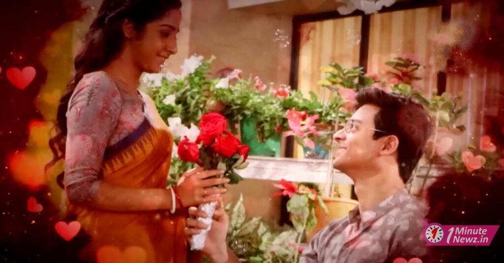 surja give dipa a branch of roses in anurager chhowa