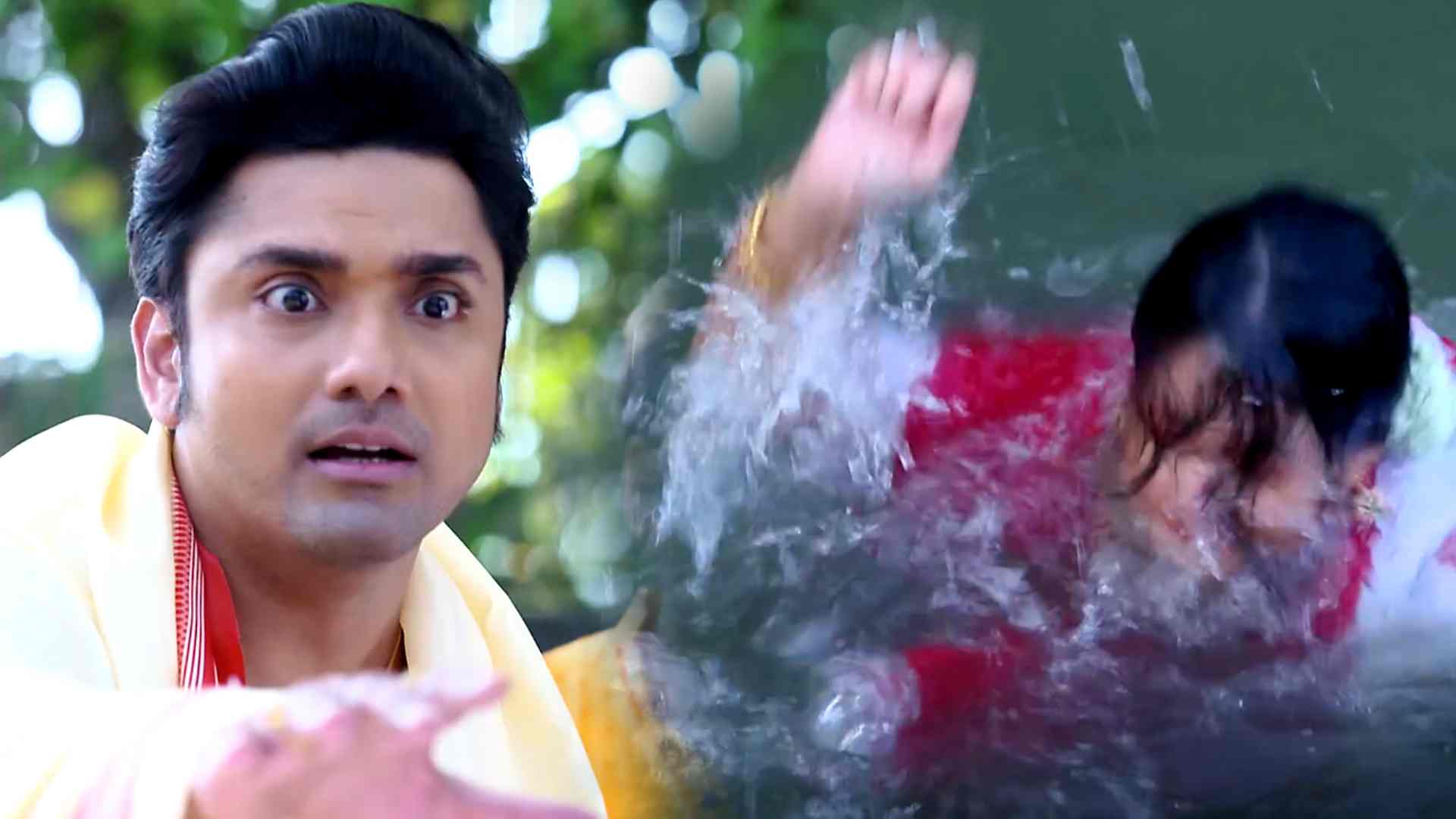 neem phooler madhu serial isha push parna in water angry krishna